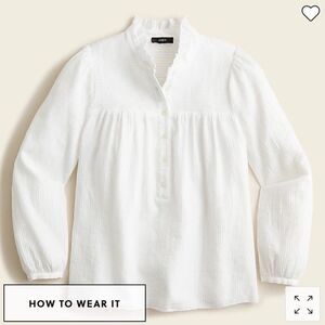 J. Crew Long-sleeve smocked gauze top